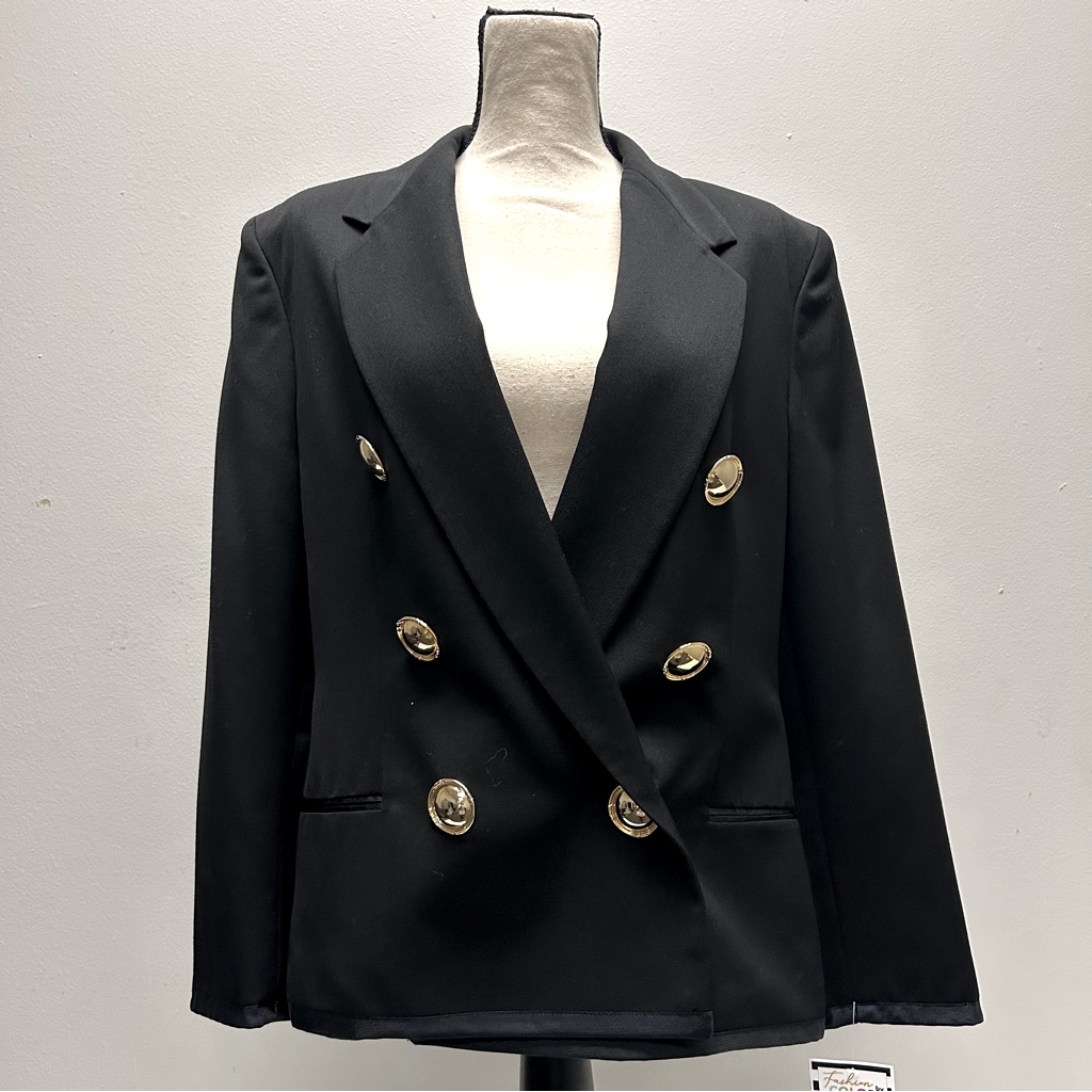 Genny- Elegant Black Double-Breasted Women's Blazer